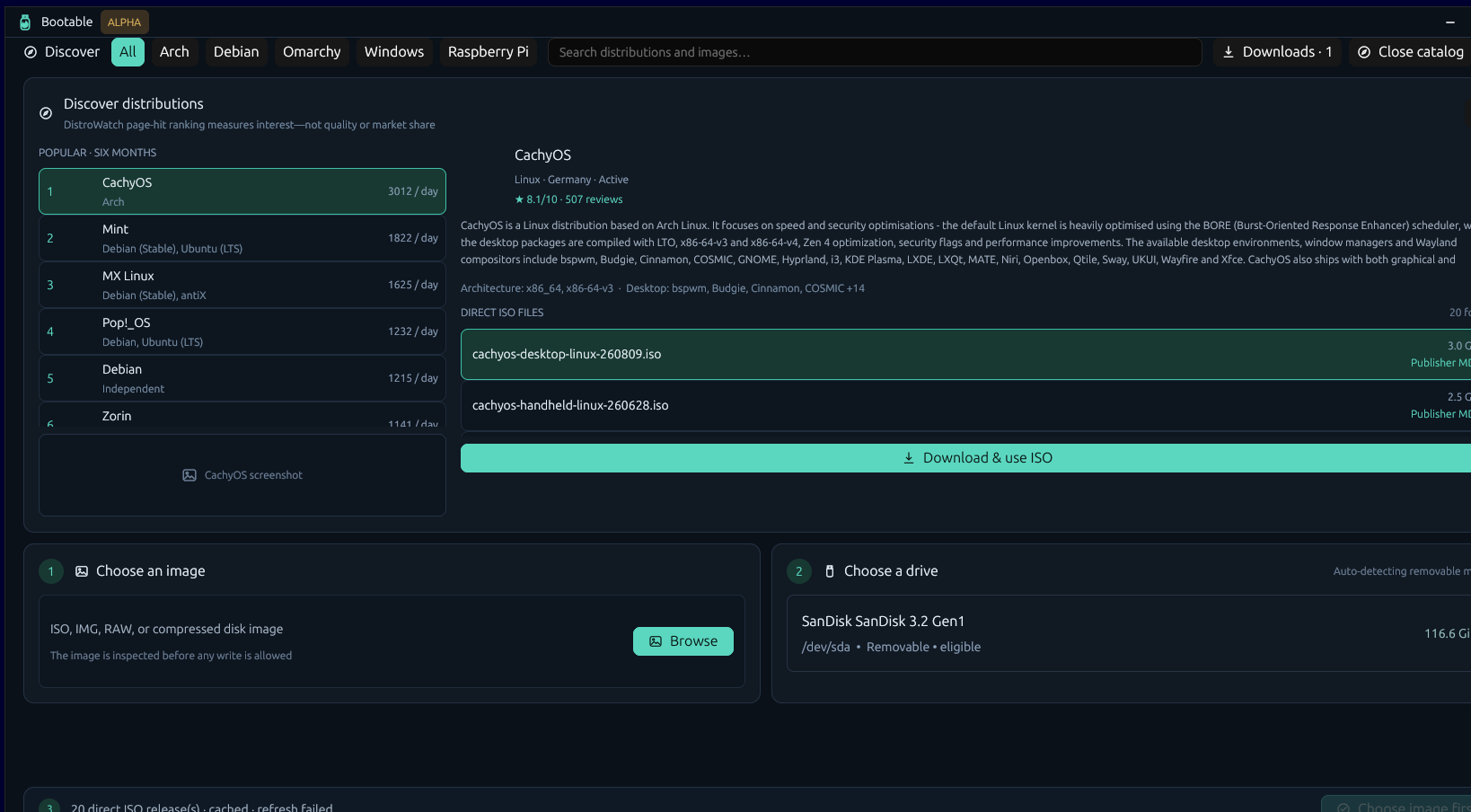 Bootable desktop app distribution catalog
