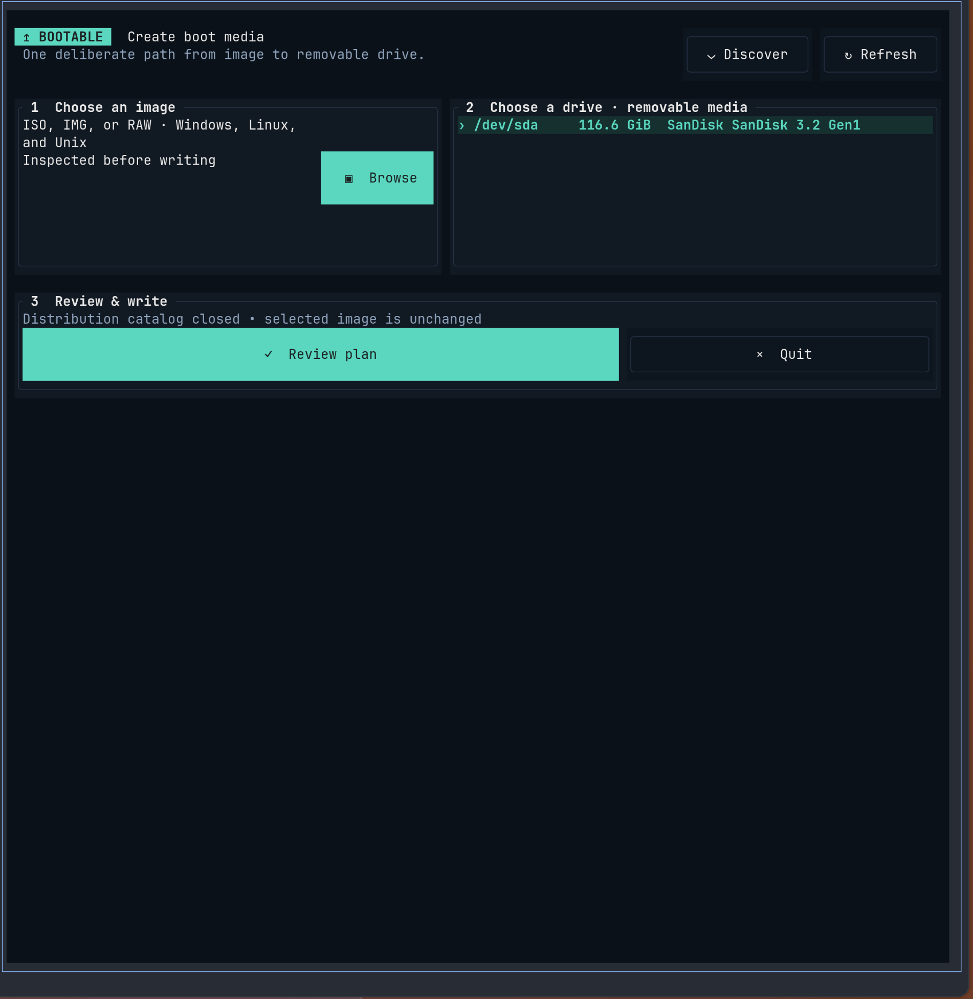 Bootable mouse-friendly terminal interface